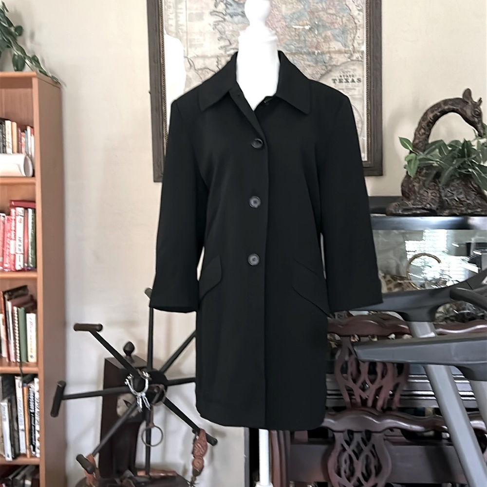 Classic Black 100% PureWool Women's Coat by Linda Richards